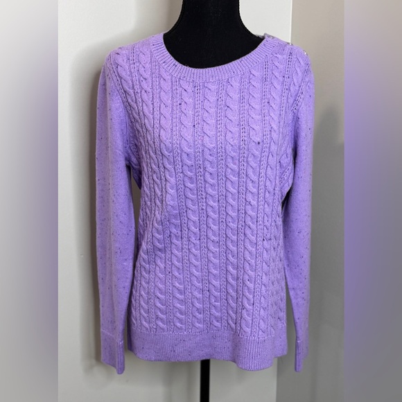 Talbots Sweaters - Talbots Women’s Medium Lavender Cable Knit Sweater NWT Cottagecore Cozy‎ Chic